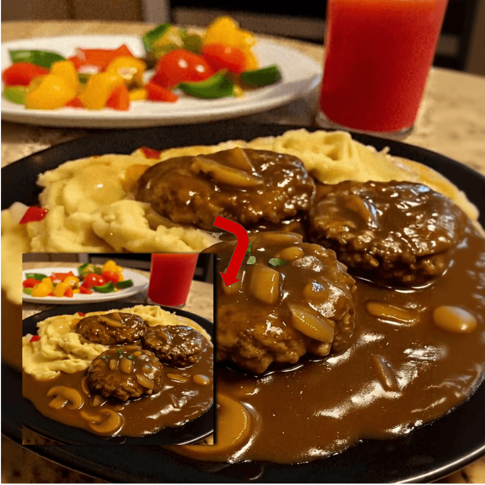 Juicy Beef Hambagu Steak Recipe with Mushroom Gravy