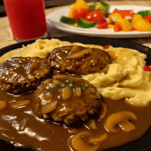 Juicy Beef Hambagu Steak Recipe with Mushroom Gravy