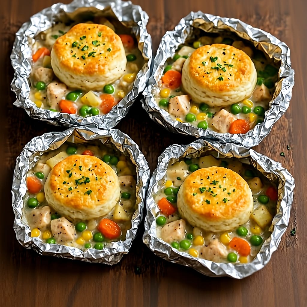 Campfire Chicken Pot Pie Foil Packets Recipe