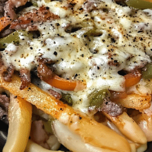 Loaded Philly Cheesesteak Fries Recipe - Easy & Cheesy