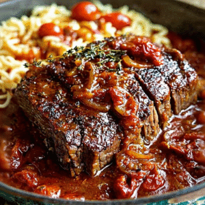 Tender Braised Beef Roast with Tomato Onion Gravy