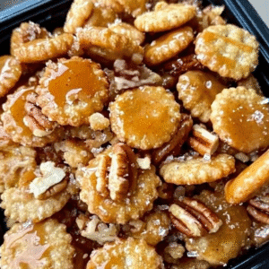 Caramel Pretzel Pecan Snack Mix: Sweet & Salty Treat
