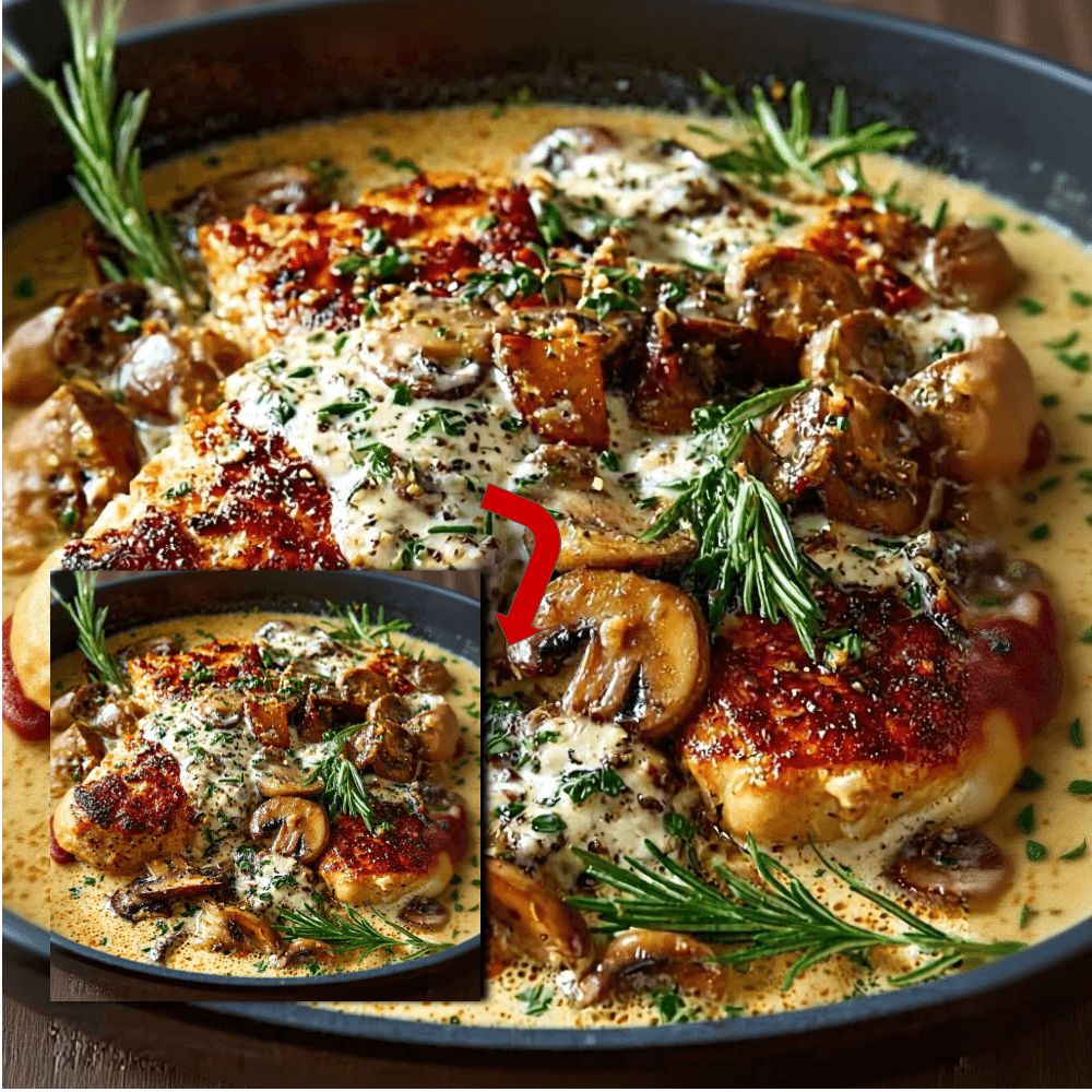 Chicken and Mushrooms Asiago Cream Sauce Recipe