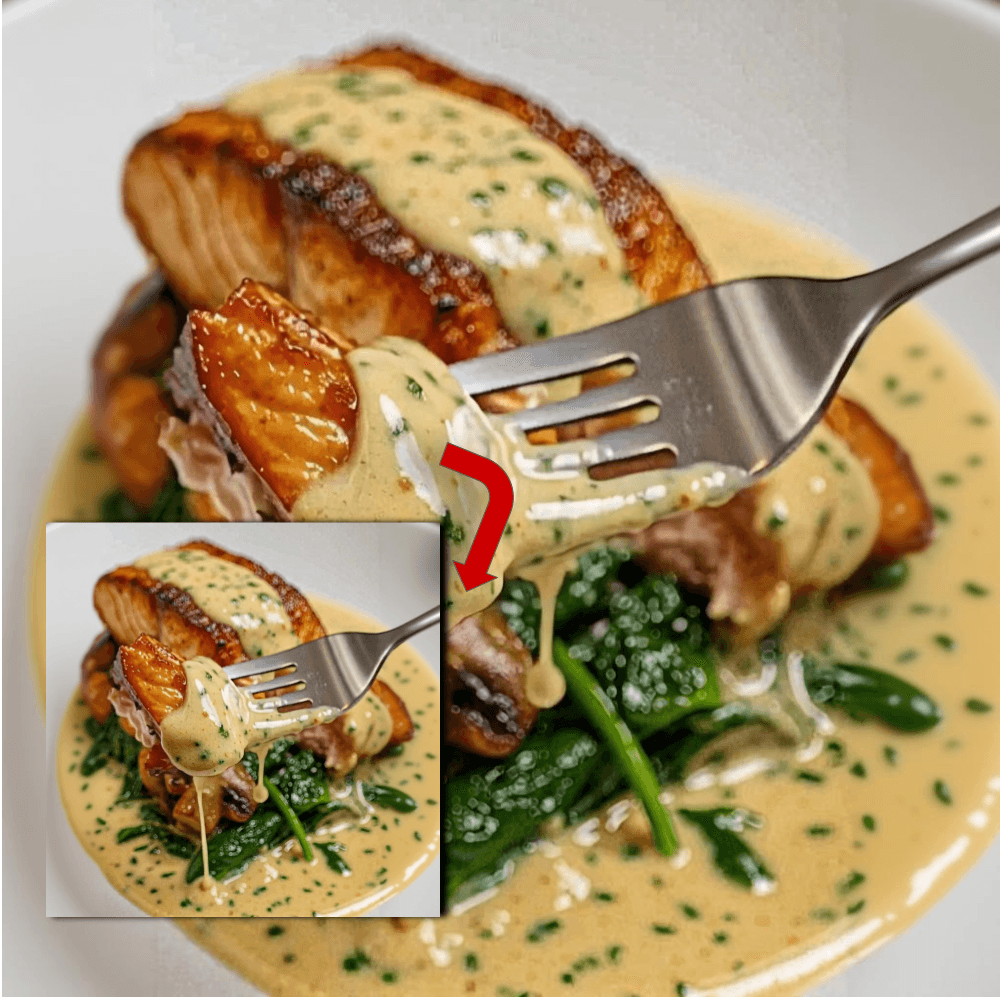 Garlic Butter Salmon with Spinach & Mushrooms (Creamy & Easy)