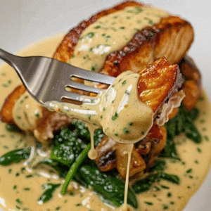 Garlic Butter Salmon with Spinach & Mushrooms (Creamy & Easy)