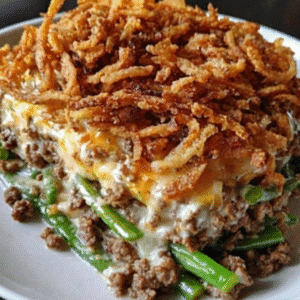 Hamburger Green Bean Casserole Recipe - Easy Cheesy Comfort