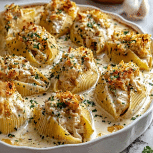 Stuffed Shells with Chicken & Garlic Butter (Creamy Pasta Bake)