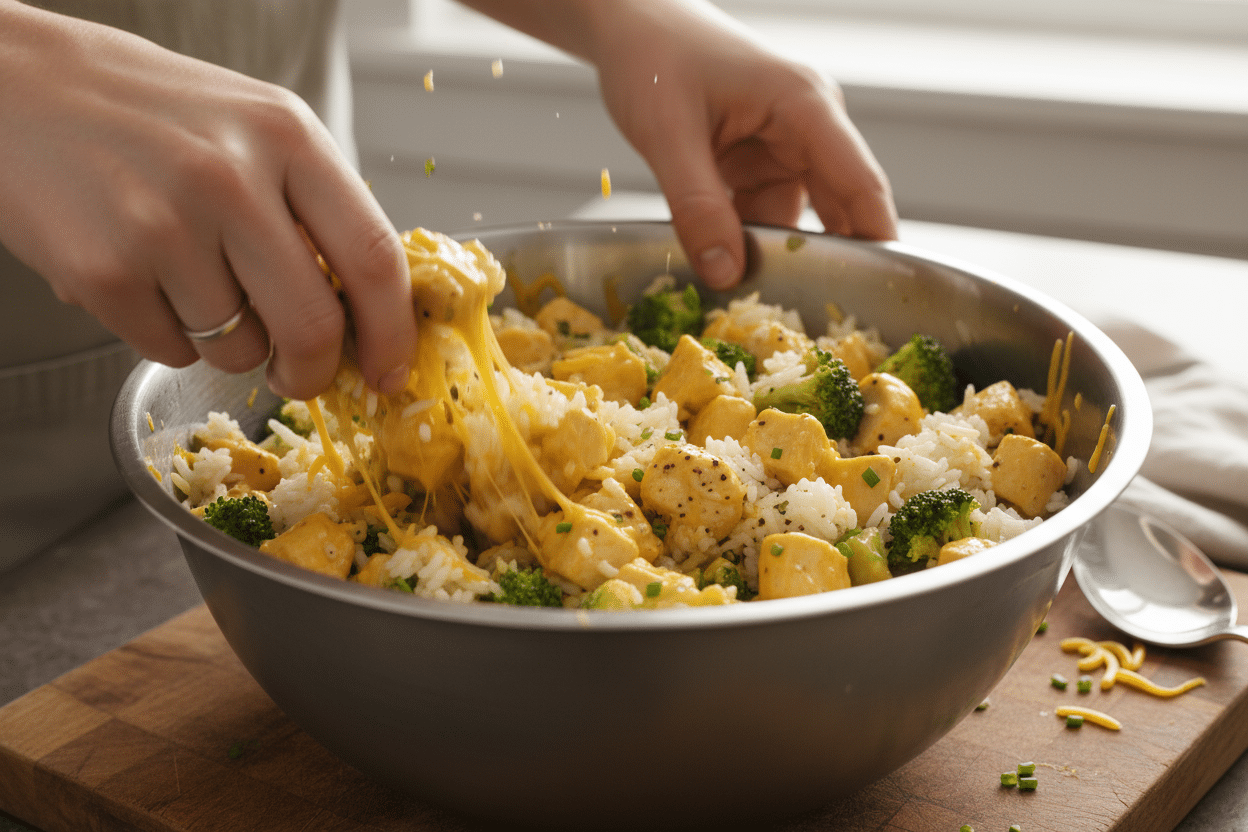 Cheesy Broccoli Chicken and Rice Casserole preparation step 1