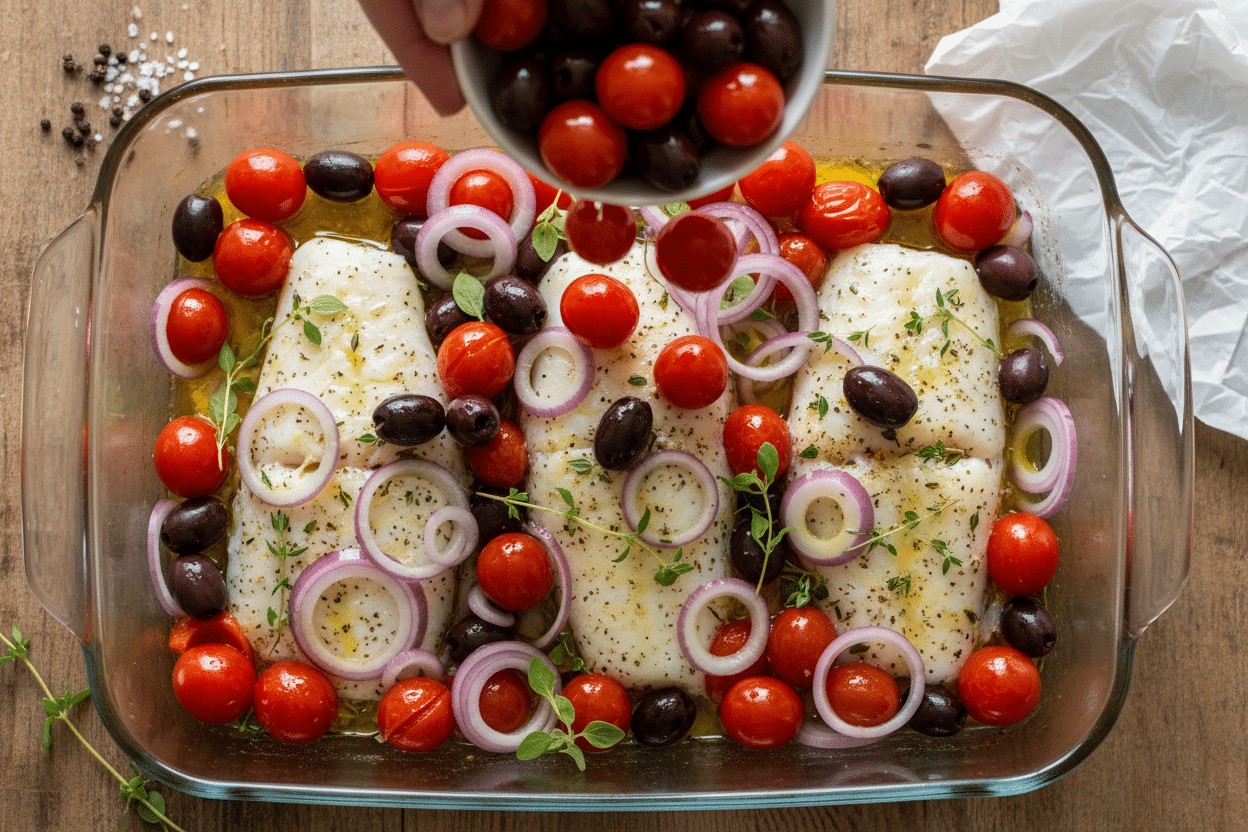 Cozy Mediterranean Baked Fish preparation step 2