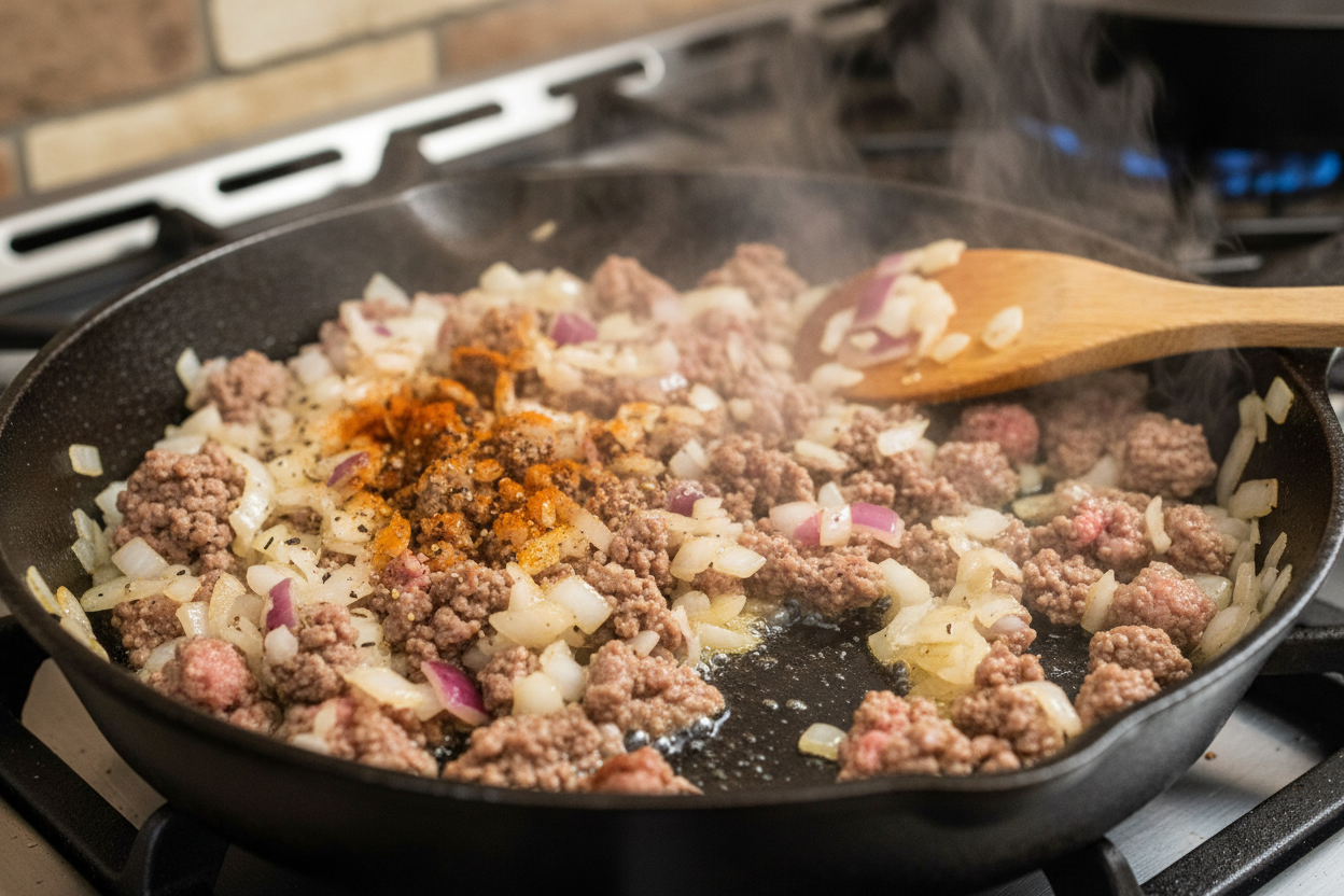 Cozy Stuffed Bell Peppers with Ground Beef, Rice, and Cheese preparation step 1