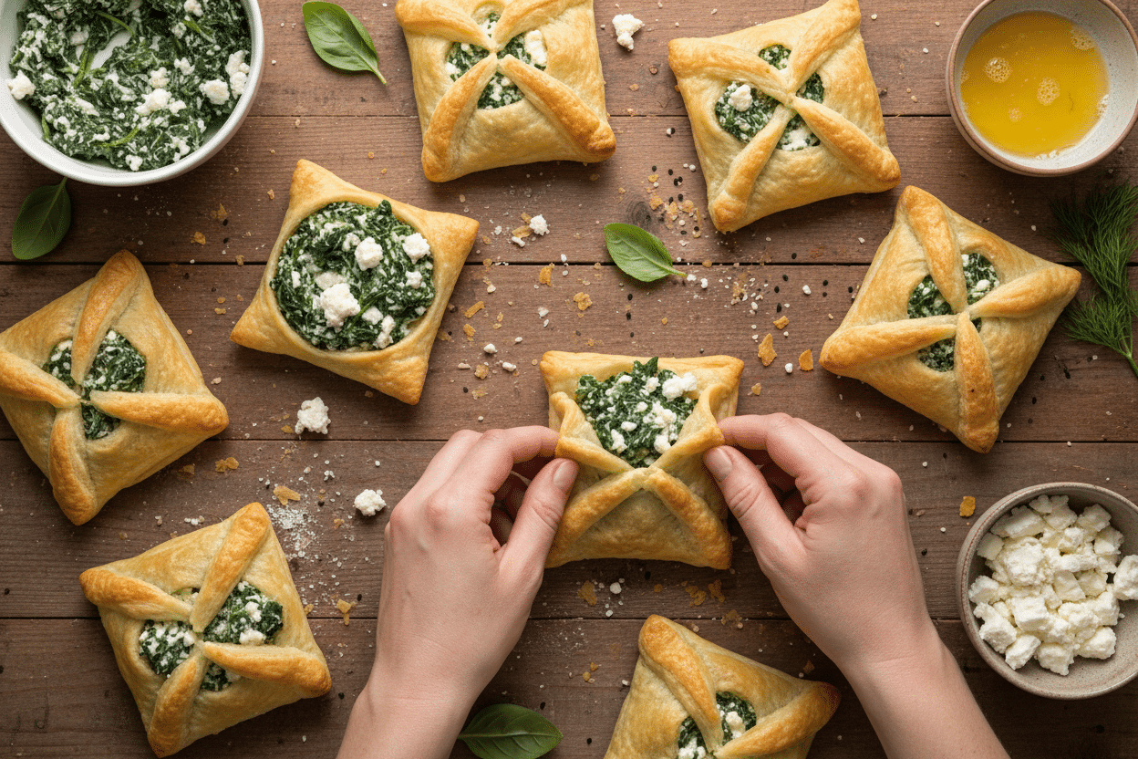 Easy Homemade Spinach Puff Pastries preparation step 2