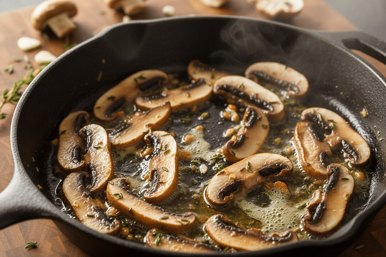 Easy Mushroom Cream Sauce Pasta preparation step 1