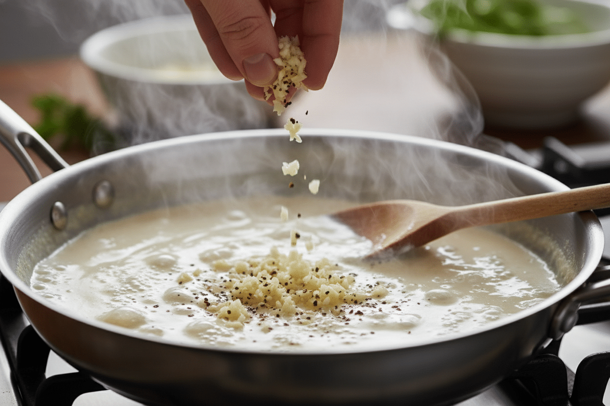 Easy Mushroom Cream Sauce Pasta preparation step 2
