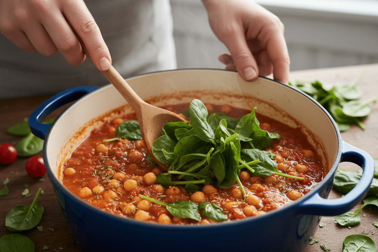 Hearty Chickpea & Spinach Stew preparation step 2