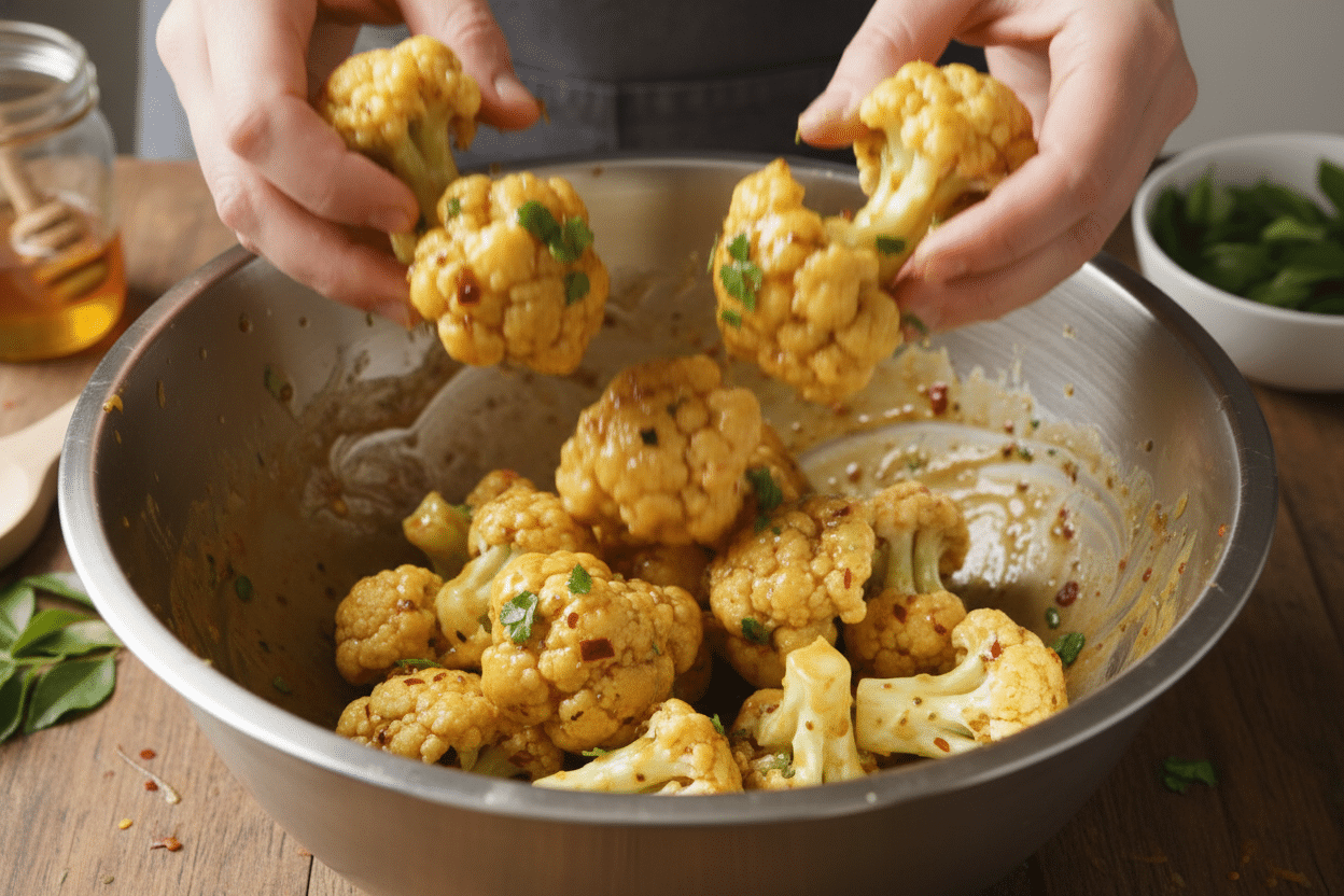 Honey Curry Roasted Cauliflower preparation step 1