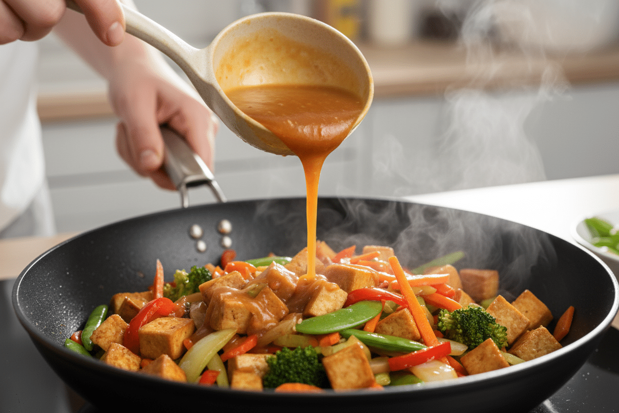 Irresistible Tofu Stir-Fry with Garlic Ginger Sauce preparation step 2
