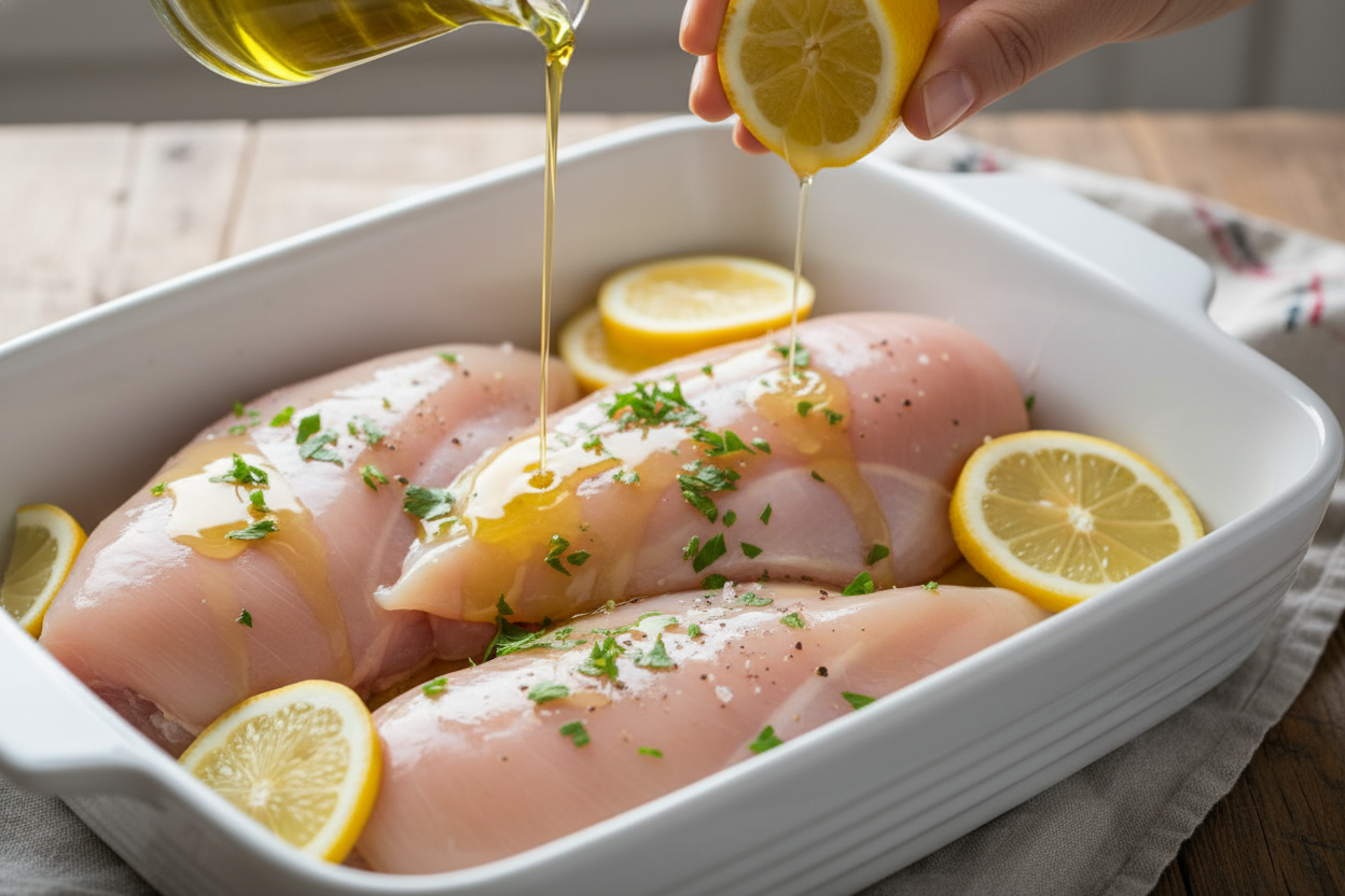 Quick and Easy Baked Garlic Lemon Pepper Chicken preparation step 1