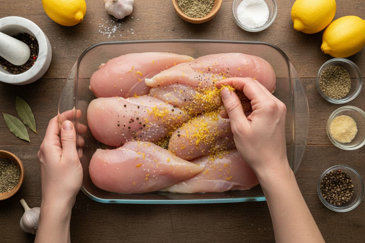 Quick and Easy Baked Garlic Lemon Pepper Chicken preparation step 2