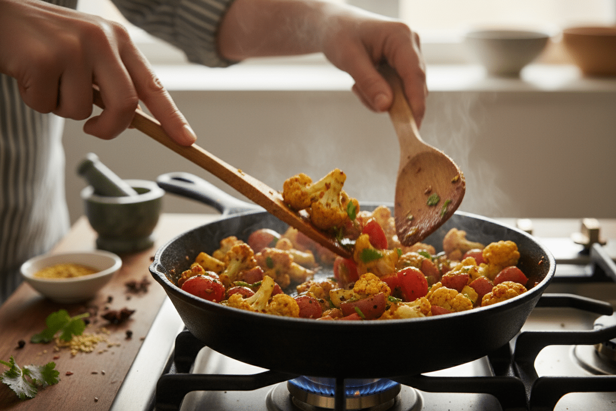 Simple Aloo Gobi Indian Cauliflower and Potatoes preparation step 1