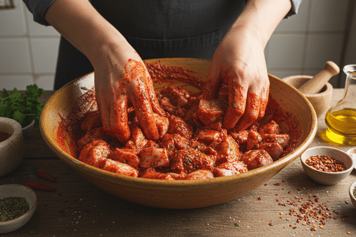 Tasty Tandoori Chicken Tikka Skewers preparation step 1
