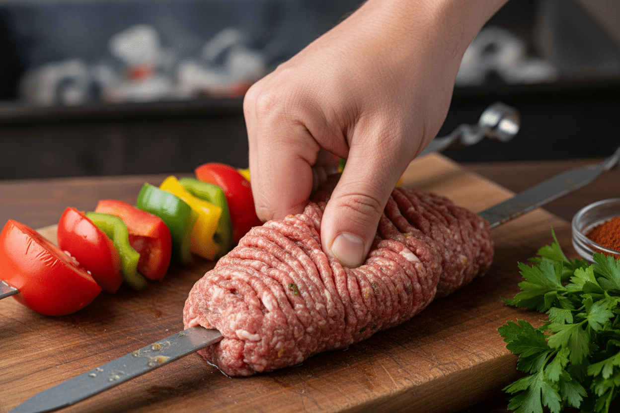 Traditional Persian Koobideh Kebab with Grilled Tomatoes preparation step 2