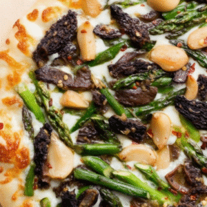 Asparagus Morel Pizza Garlic Confit Recipe