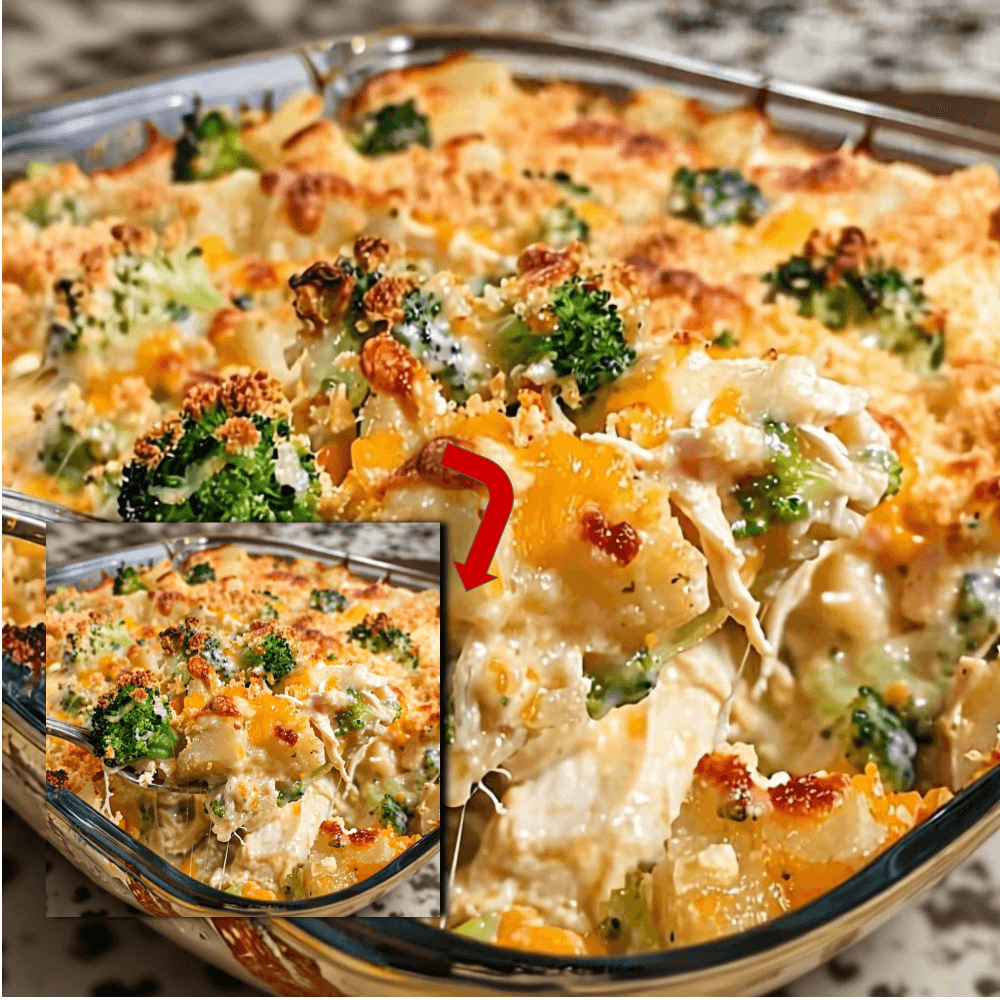 Baked Potato Chicken Broccoli Casserole - Creamy & Cheesy