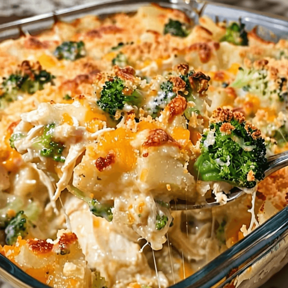 Baked Potato Chicken Broccoli Casserole - Creamy & Cheesy