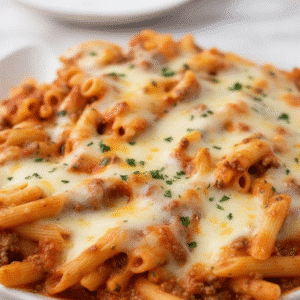Cheesy Beef Pasta Casserole (Easy Baked Penne)