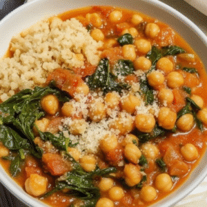 Hearty Chickpea Spinach Stew with Couscous (Easy Recipe)