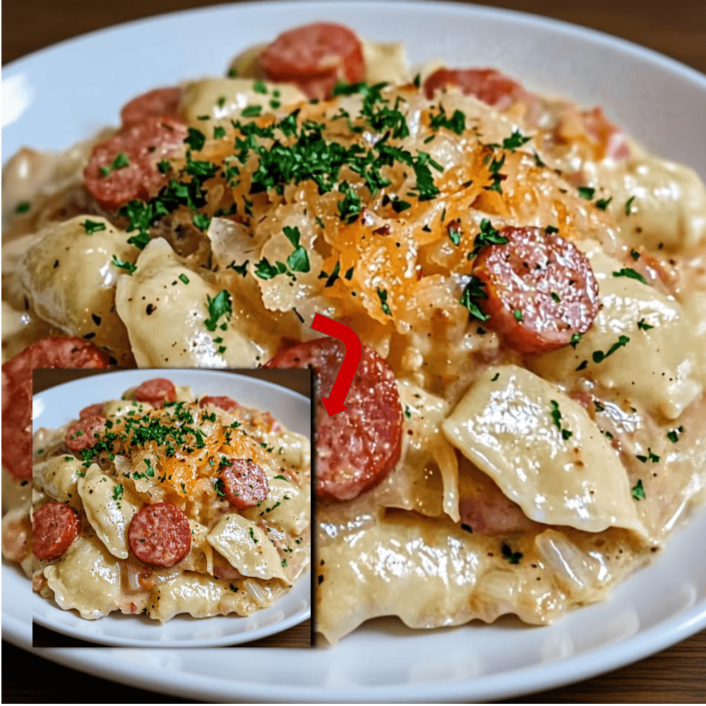 Crockpot Beef Kielbasa Pierogi Casserole: Cheesy Comfort Food