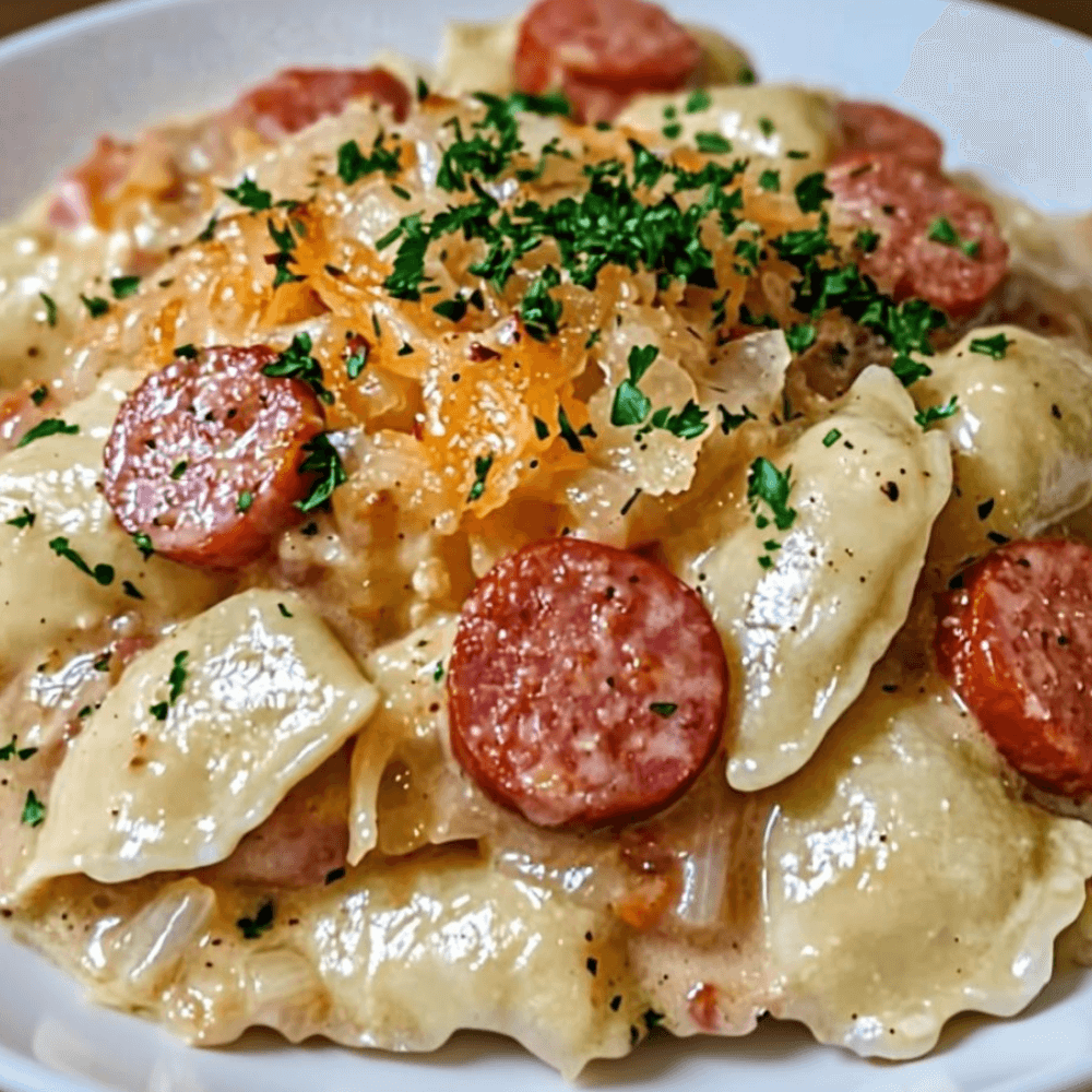 Crockpot Beef Kielbasa Pierogi Casserole: Cheesy Comfort Food