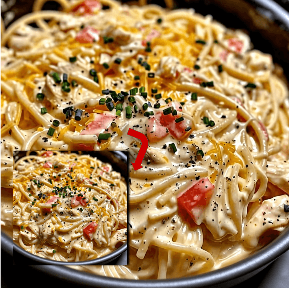 Creamy Crockpot Chicken Spaghetti – Easy Dump & Go Dinner