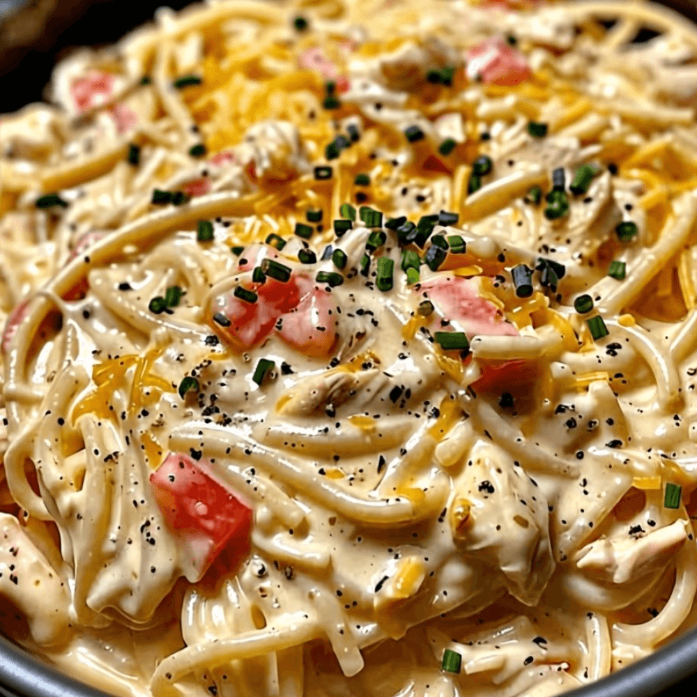 Creamy Crockpot Chicken Spaghetti – Easy Dump & Go Dinner
