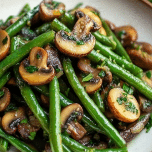 Garlic Butter Green Beans and Mushrooms (Quick Side Dish)
