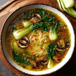Ginger Garlic Noodle Broth: Spicy Beef & Mushroom Soup Recipe