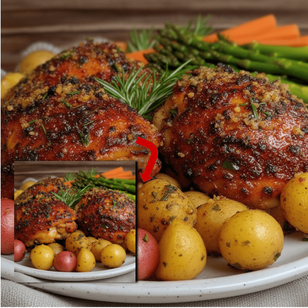 Lemon Herb Baked Chicken Thighs with Spring Veggies