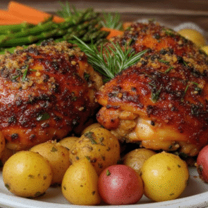 Lemon Herb Baked Chicken Thighs with Spring Veggies