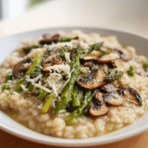 Creamy Mushroom Asparagus Risotto Recipe