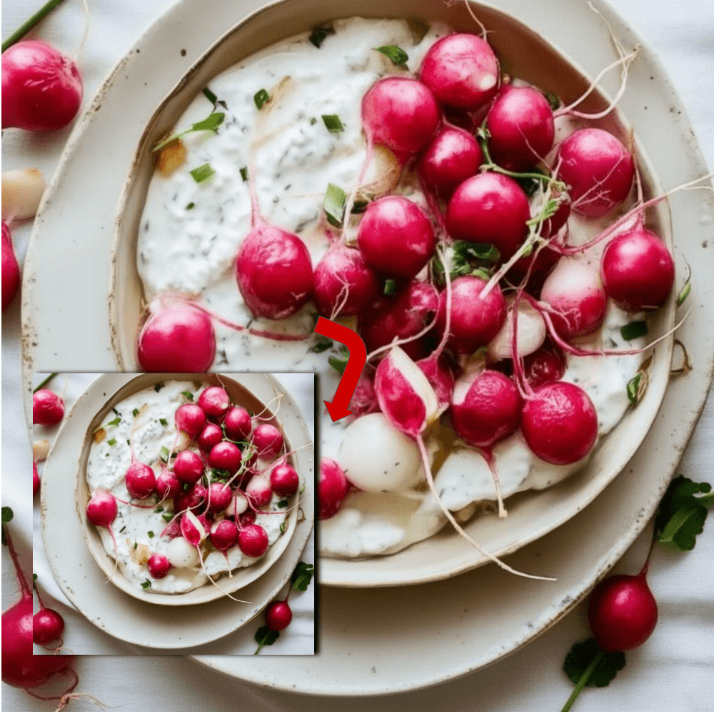 Roasted Radishes Garlic Chive Yogurt (Healthy Side Dish)