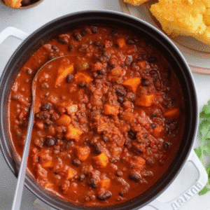 Best Sweet Potato Black Bean Chili (Hearty Beef)