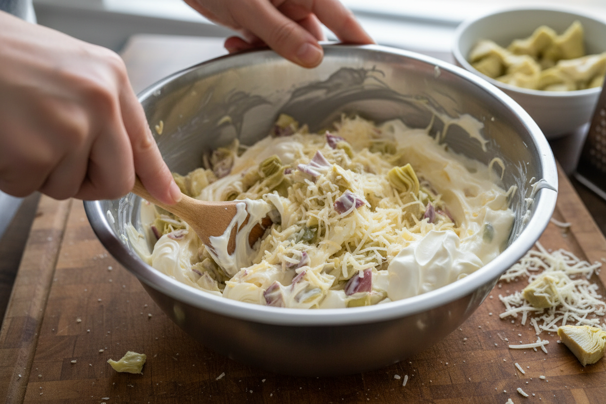 Baked Artichoke Dip preparation step 1