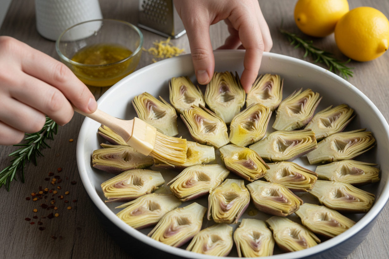Baked Artichoke Hearts with Seasoned Breadcrumbs preparation step 1
