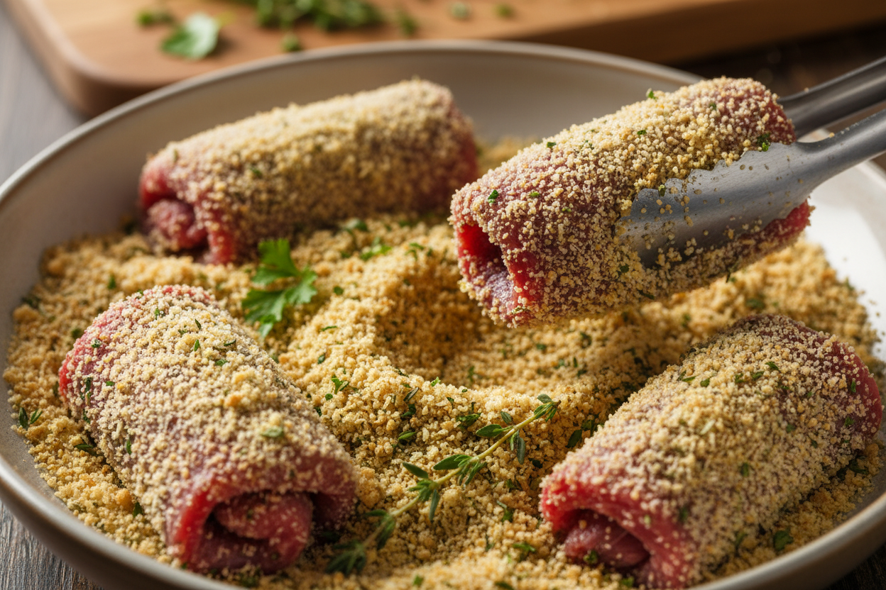 Baked Beef Cordon Bleu preparation step 2