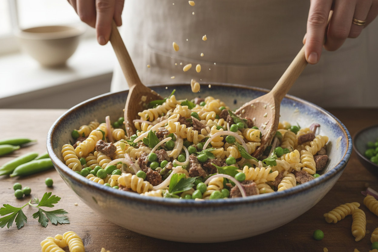 Creamy Peas and Pasta Salad preparation step 1