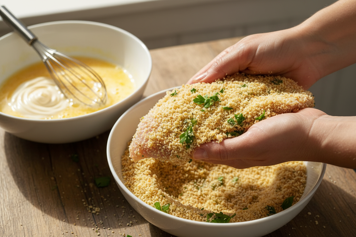 Crispy Chicken Milanese preparation step 1