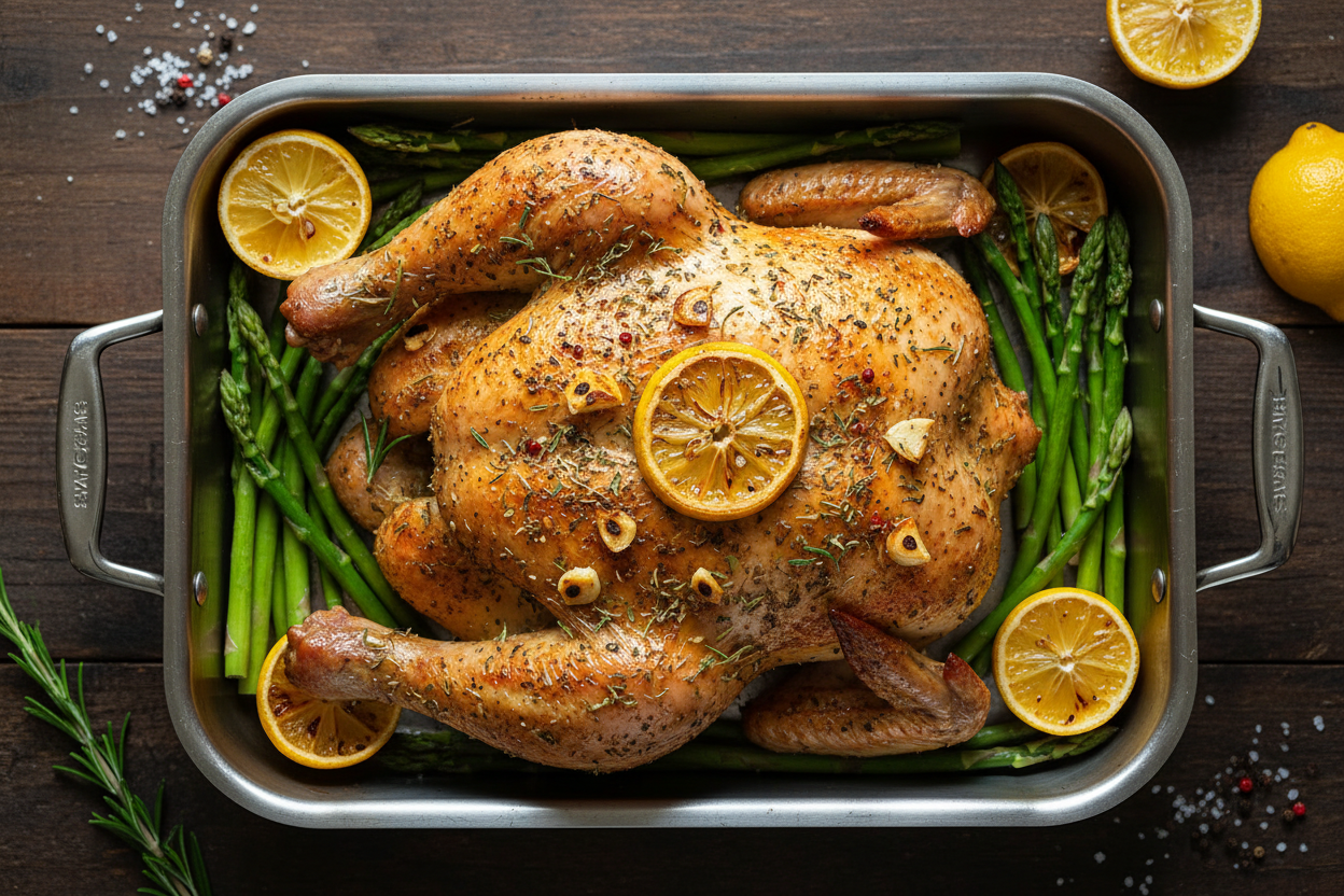 Crispy Lemon Herb Roasted Chicken Recipe with Easy Spring Vegetables preparation step 2
