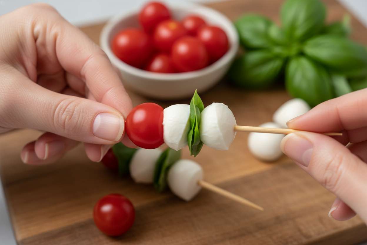Delicious Caprese Skewers preparation step 1