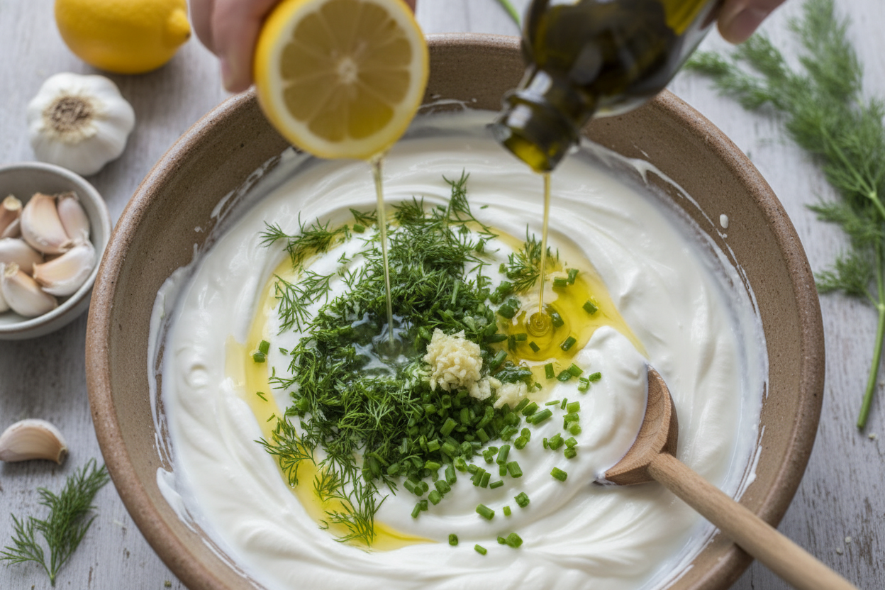 Delicious Creamy Dill Cucumber Yogurt Dip preparation step 2