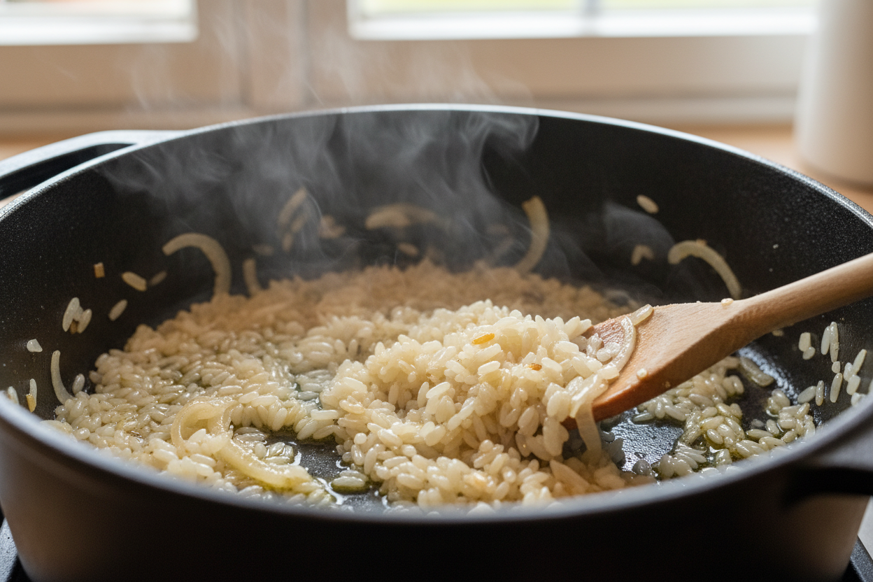 Delicious Spring Pea Risotto: A Healthy Green Risotto Dish preparation step 1